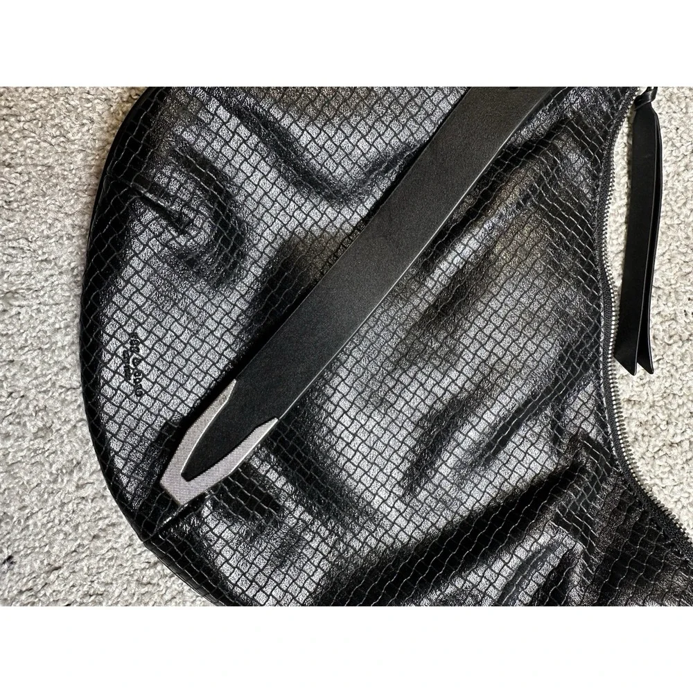 rag & bone Spire Mini Snake Embossed Leather Hobo Shoulder Bag Black NWOT